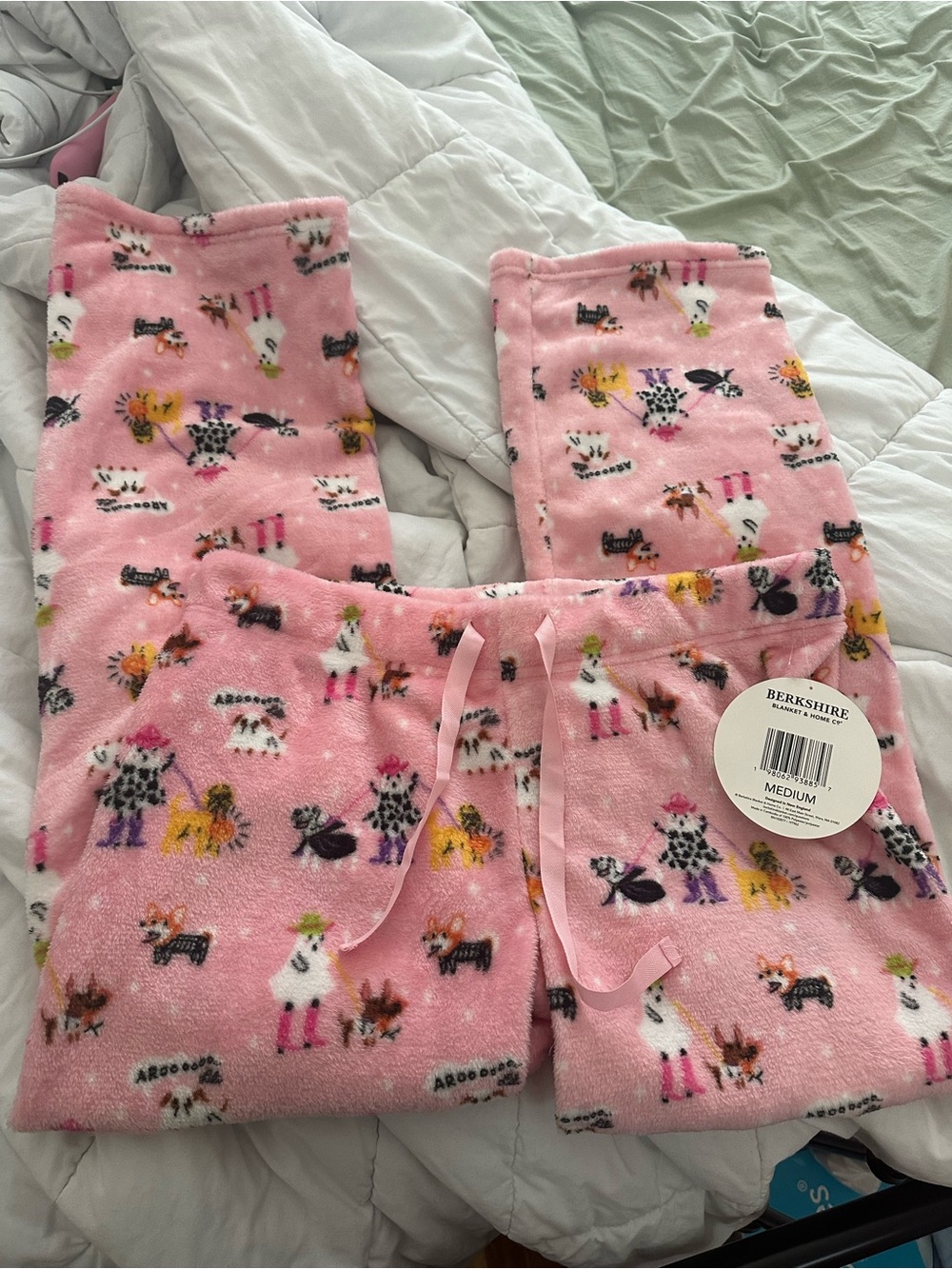 Berkshire Pink Fleece Pajama Pants with Dog Print